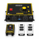 Two station remote kit - two button remotes; Aerguard controller and included wireless controls on white background.